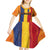 Personalized Romania Flag Day Kid Short Sleeve Dress Traditional Pattern Royal Style