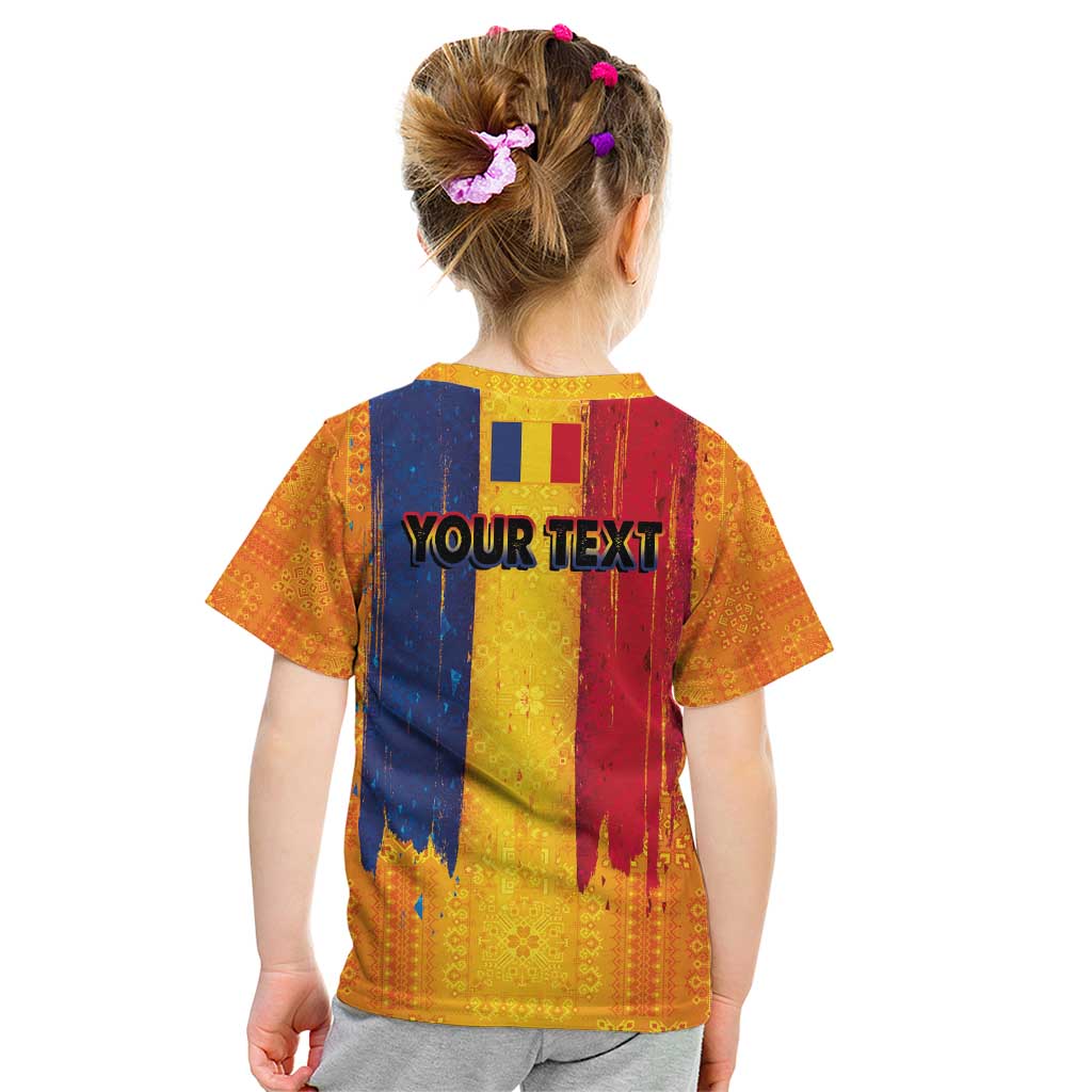 Personalized Romania Flag Day Kid T Shirt Traditional Pattern Royal Style