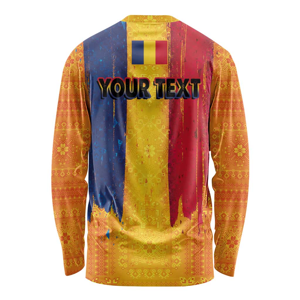 Personalized Romania Flag Day Long Sleeve Shirt Traditional Pattern Royal Style