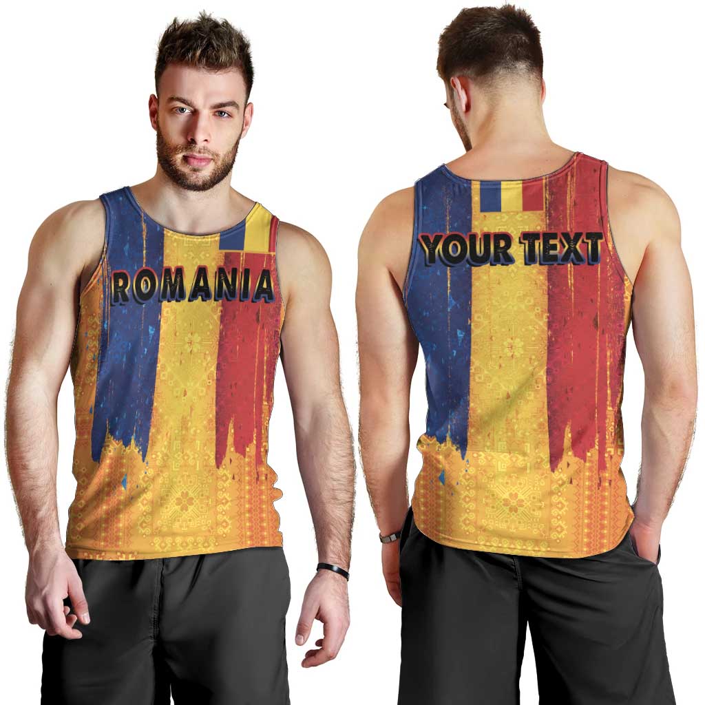 Personalized Romania Flag Day Men Tank Top Traditional Pattern Royal Style