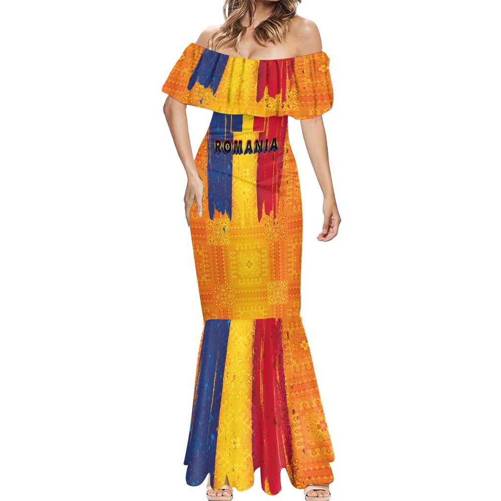 Personalized Romania Flag Day Mermaid Dress Traditional Pattern Royal Style