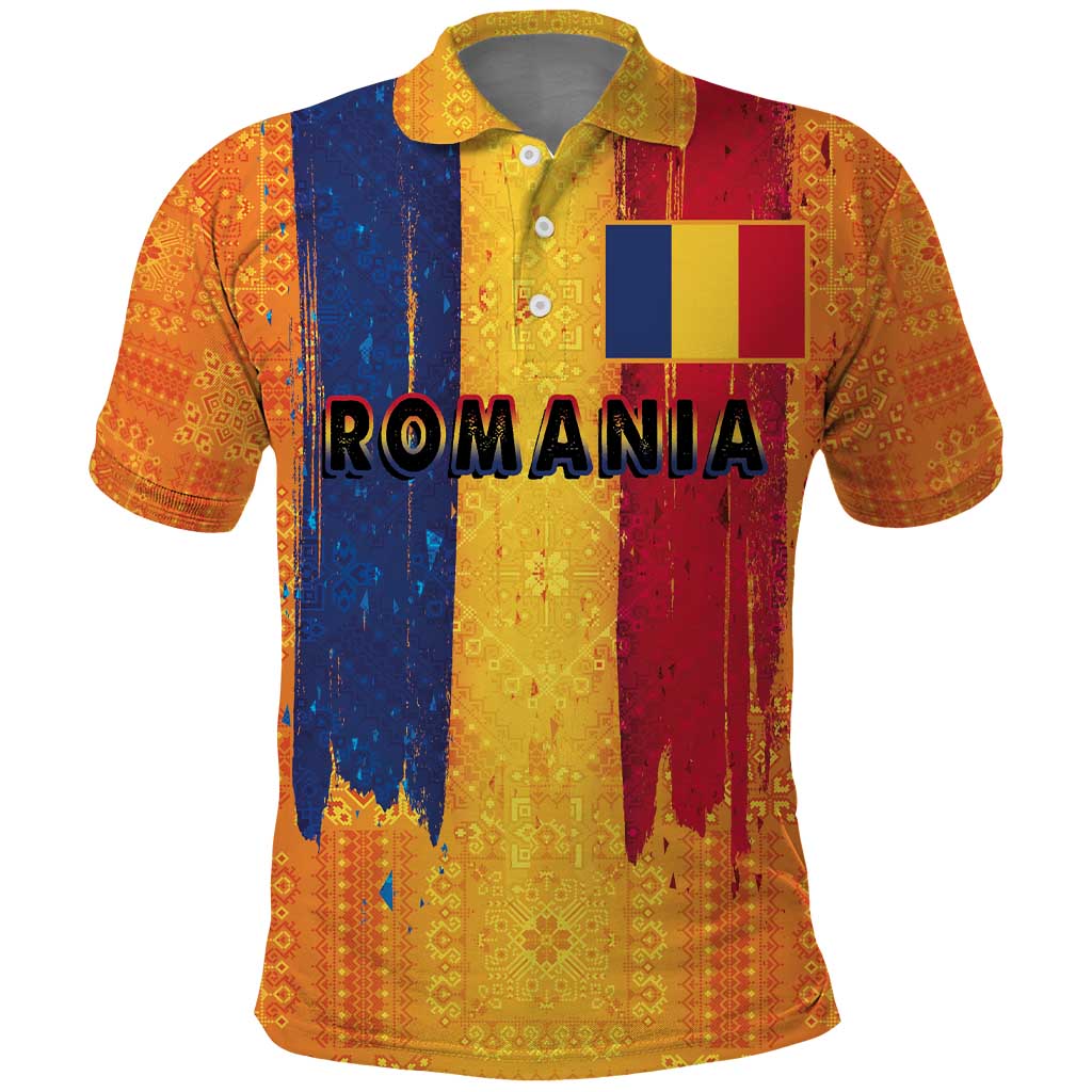 Personalized Romania Flag Day Polo Shirt Traditional Pattern Royal Style
