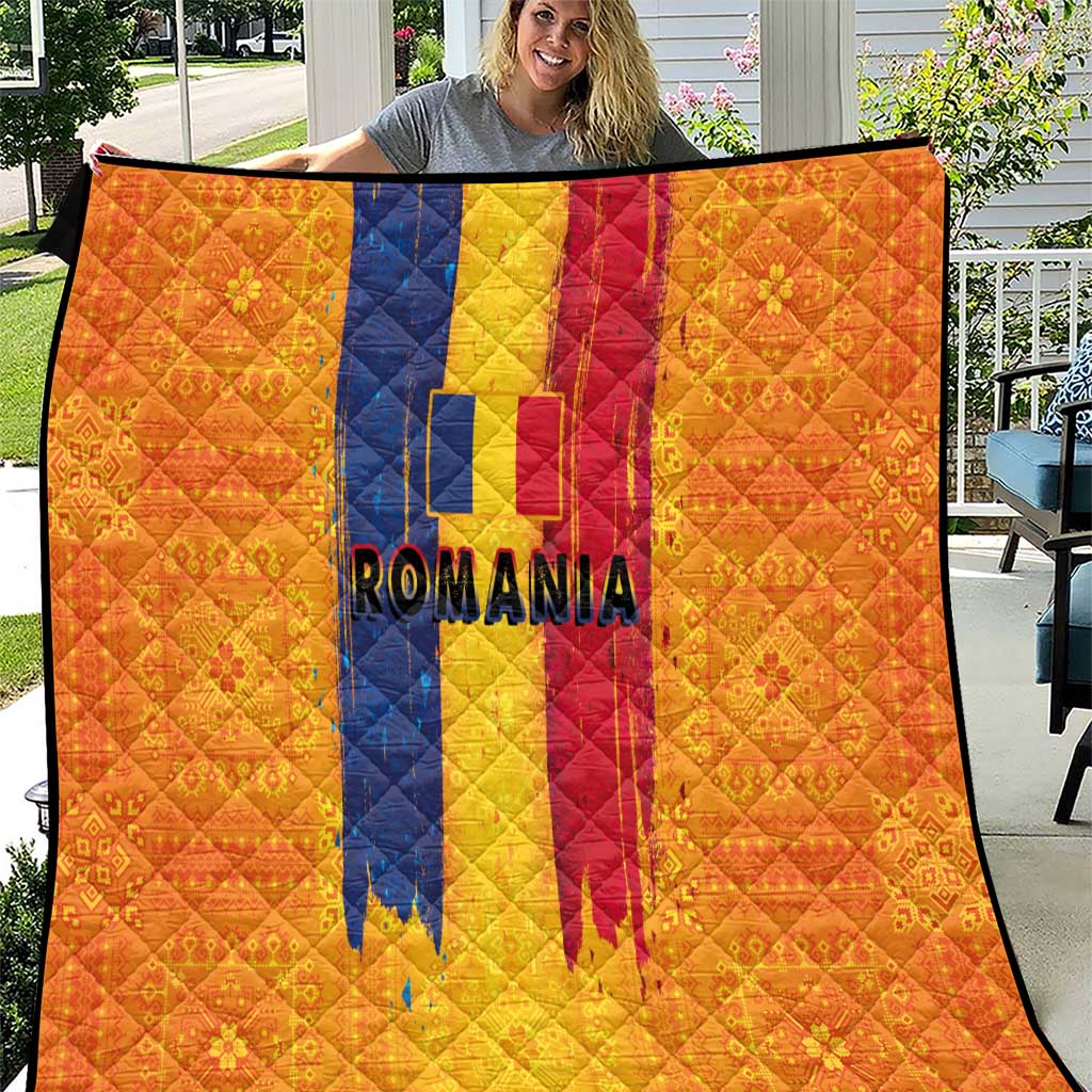 Personalized Romania Flag Day Quilt Traditional Pattern Royal Style