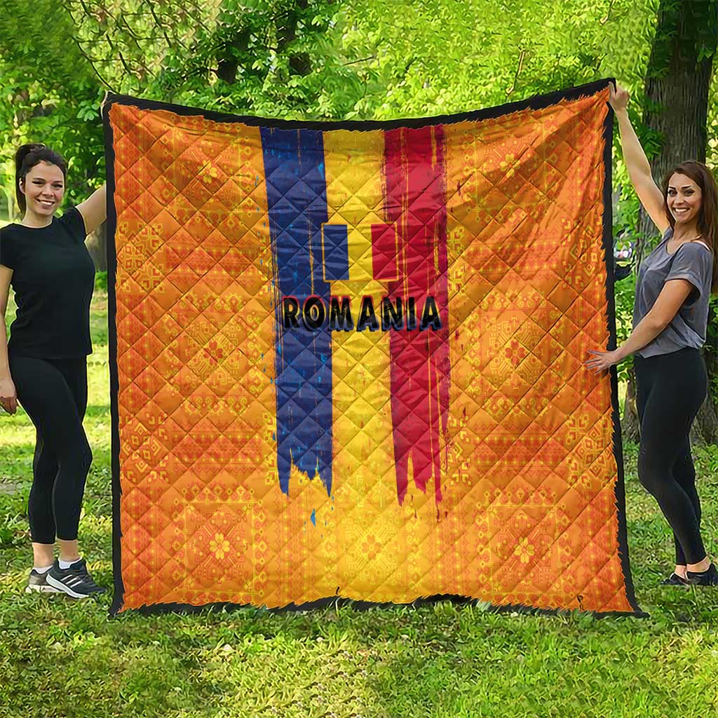 Personalized Romania Flag Day Quilt Traditional Pattern Royal Style
