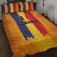 Personalized Romania Flag Day Quilt Bed Set Traditional Pattern Royal Style