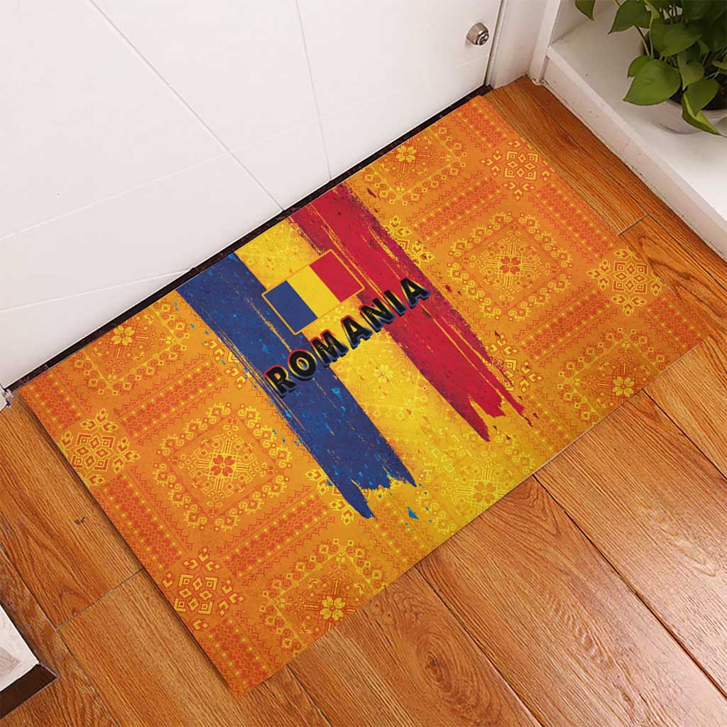 Personalized Romania Flag Day Rubber Doormat Traditional Pattern Royal Style