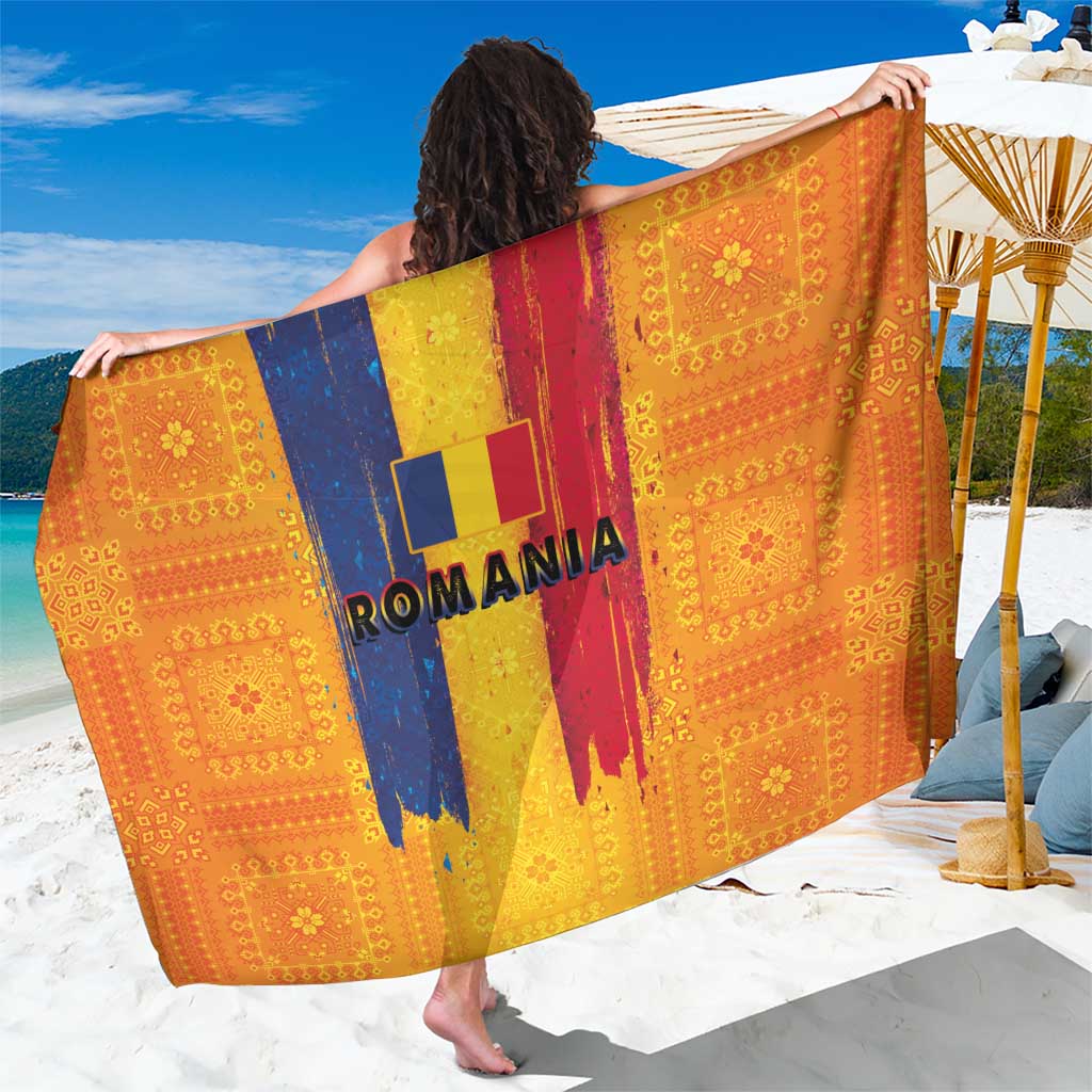Personalized Romania Flag Day Sarong Traditional Pattern Royal Style