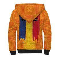 Personalized Romania Flag Day Sherpa Hoodie Traditional Pattern Royal Style
