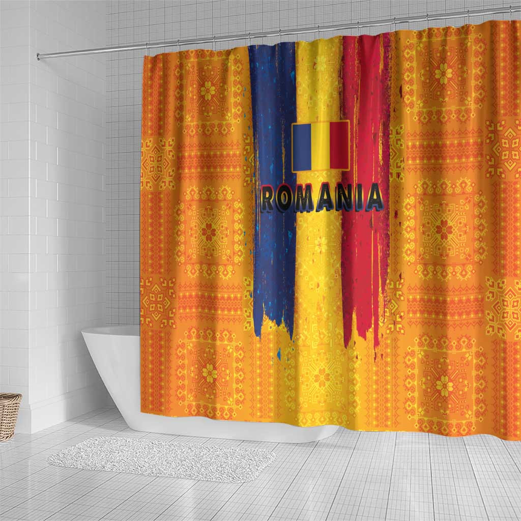 Personalized Romania Flag Day Shower Curtain Traditional Pattern Royal Style