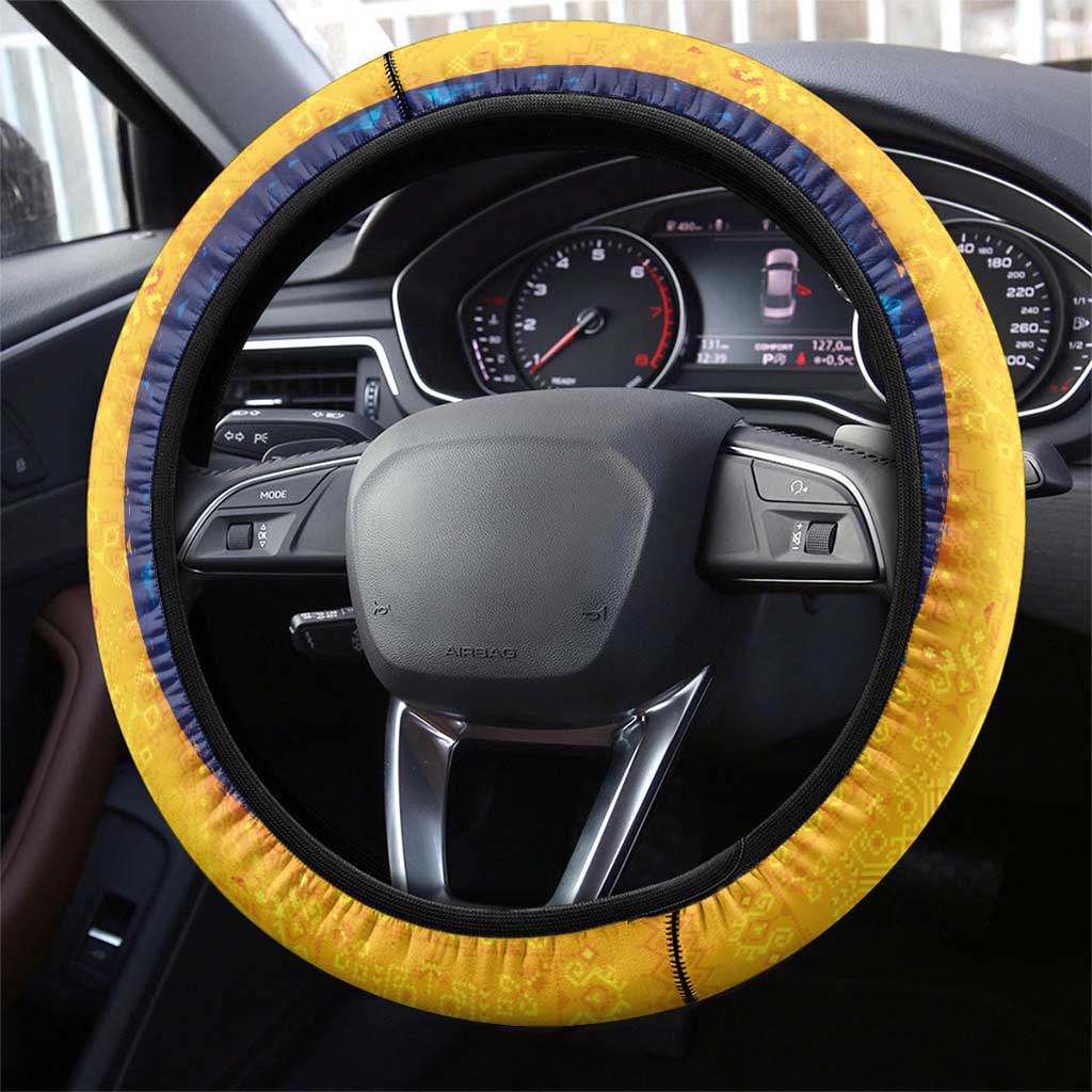 Romania Flag Day Steering Wheel Cover Traditional Pattern Royal Style