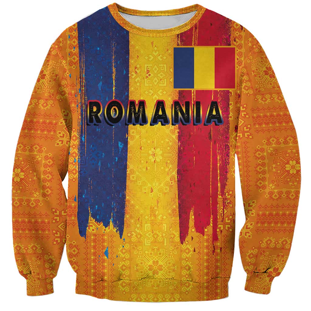 Personalized Romania Flag Day Sweatshirt Traditional Pattern Royal Style