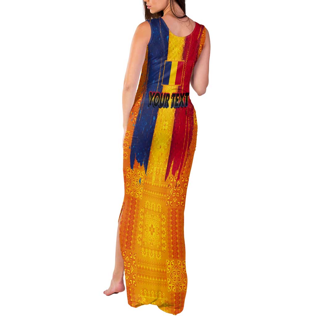 Personalized Romania Flag Day Tank Maxi Dress Traditional Pattern Royal Style