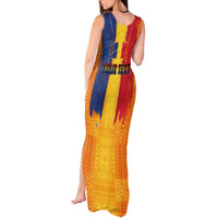 Personalized Romania Flag Day Tank Maxi Dress Traditional Pattern Royal Style