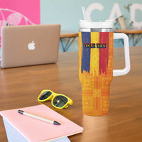 Personalized Romania Flag Day Tumbler With Handle Traditional Pattern Royal Style