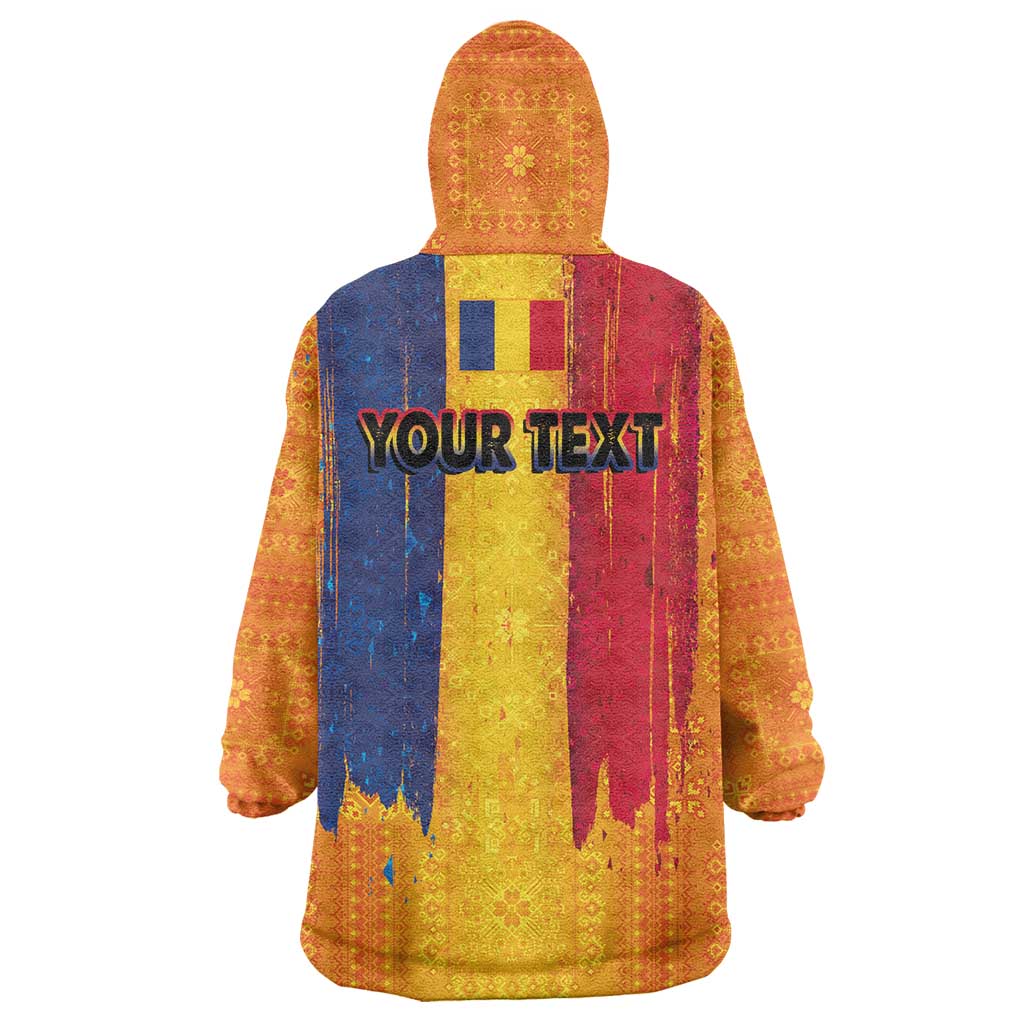 Personalized Romania Flag Day Wearable Blanket Hoodie Traditional Pattern Royal Style