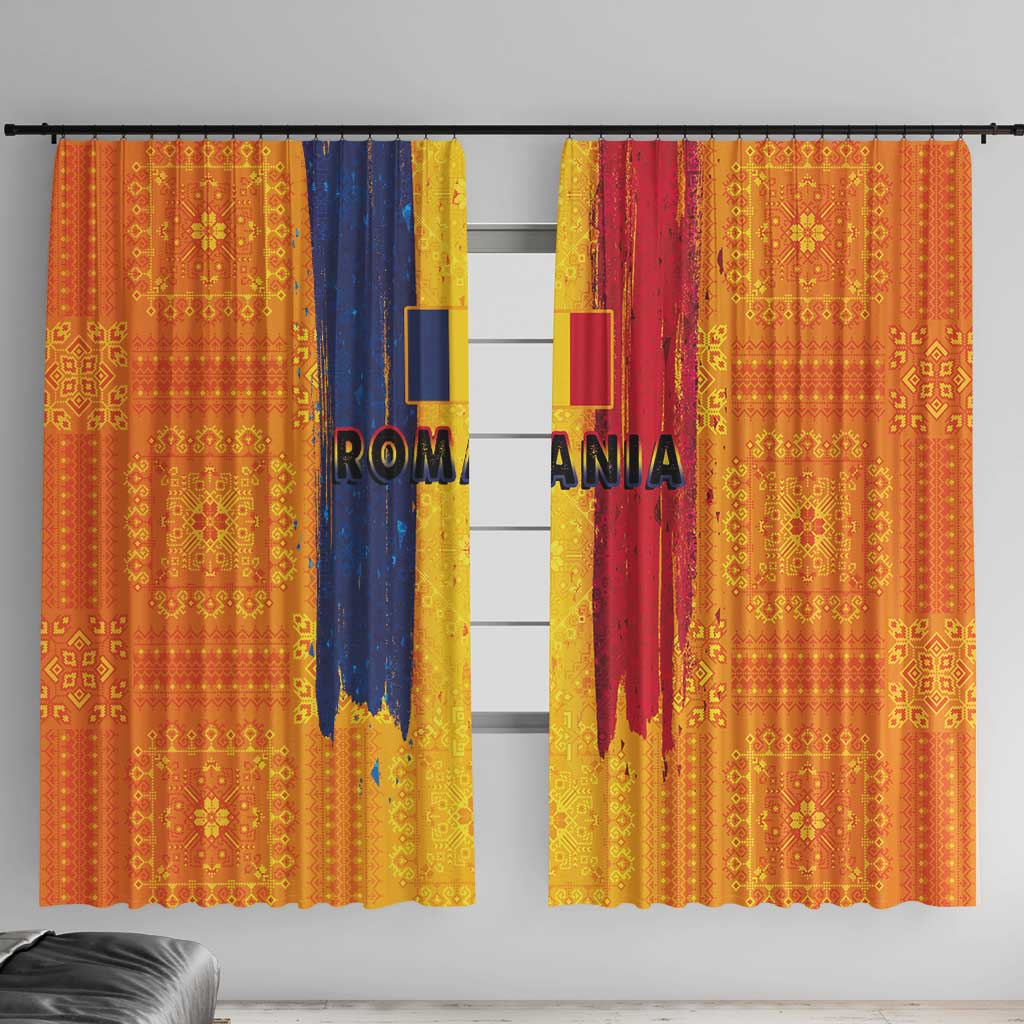 Personalized Romania Flag Day Window Curtain Traditional Pattern Royal Style