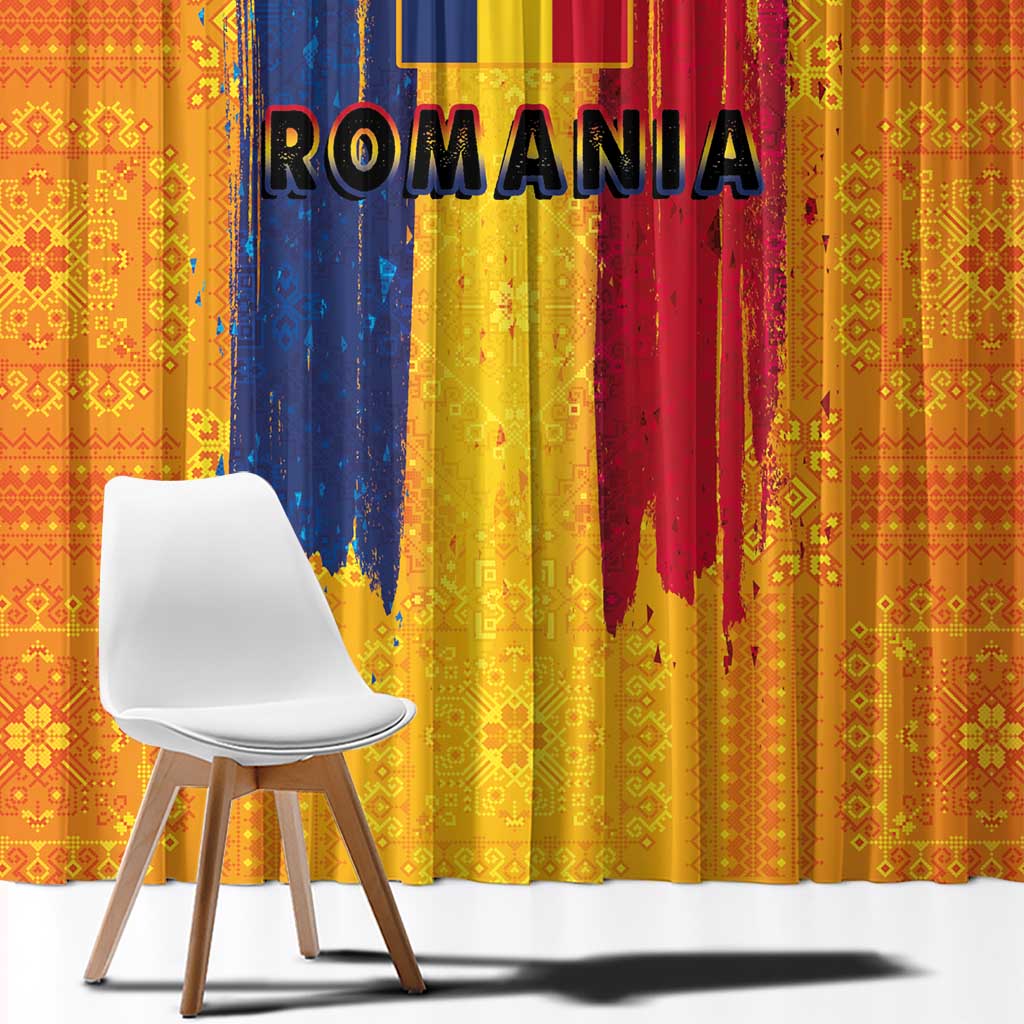 Personalized Romania Flag Day Window Curtain Traditional Pattern Royal Style