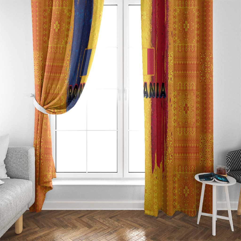 Personalized Romania Flag Day Window Curtain Traditional Pattern Royal Style