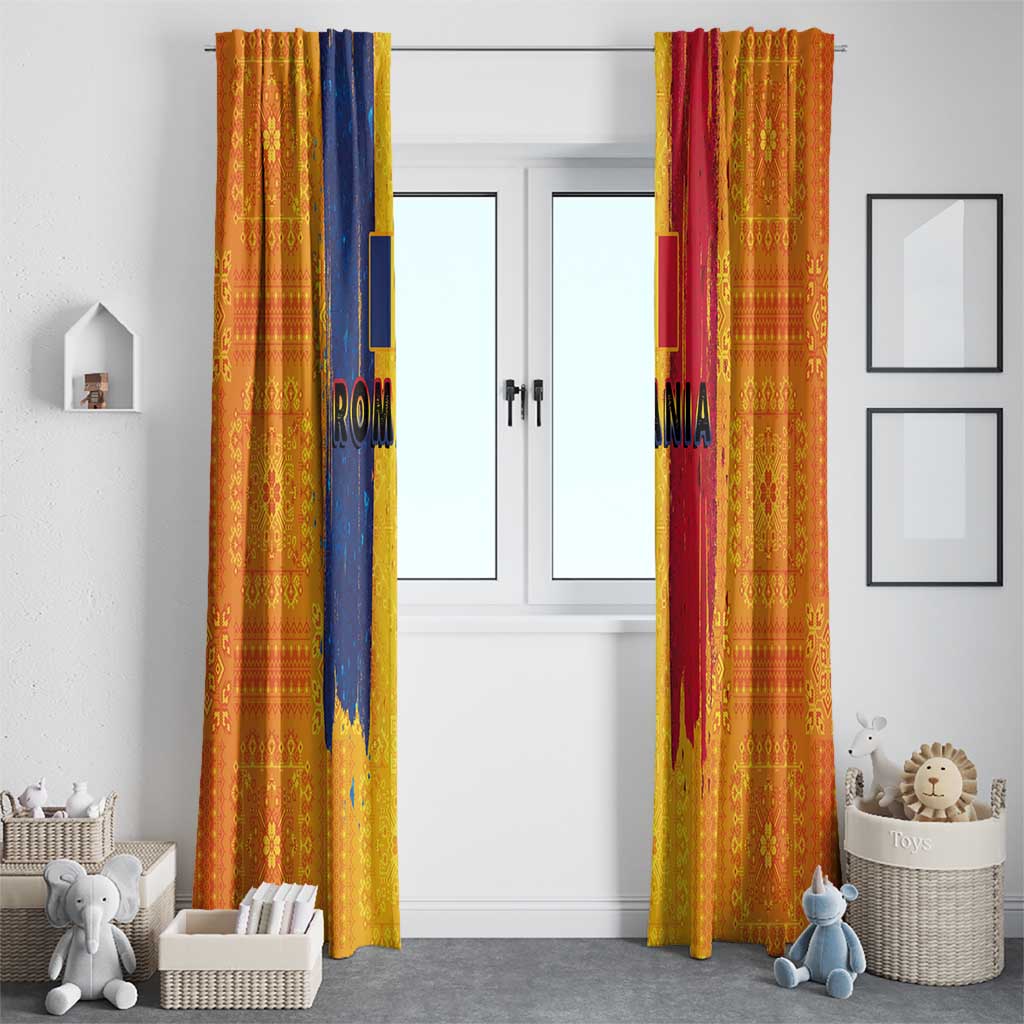 Personalized Romania Flag Day Window Curtain Traditional Pattern Royal Style