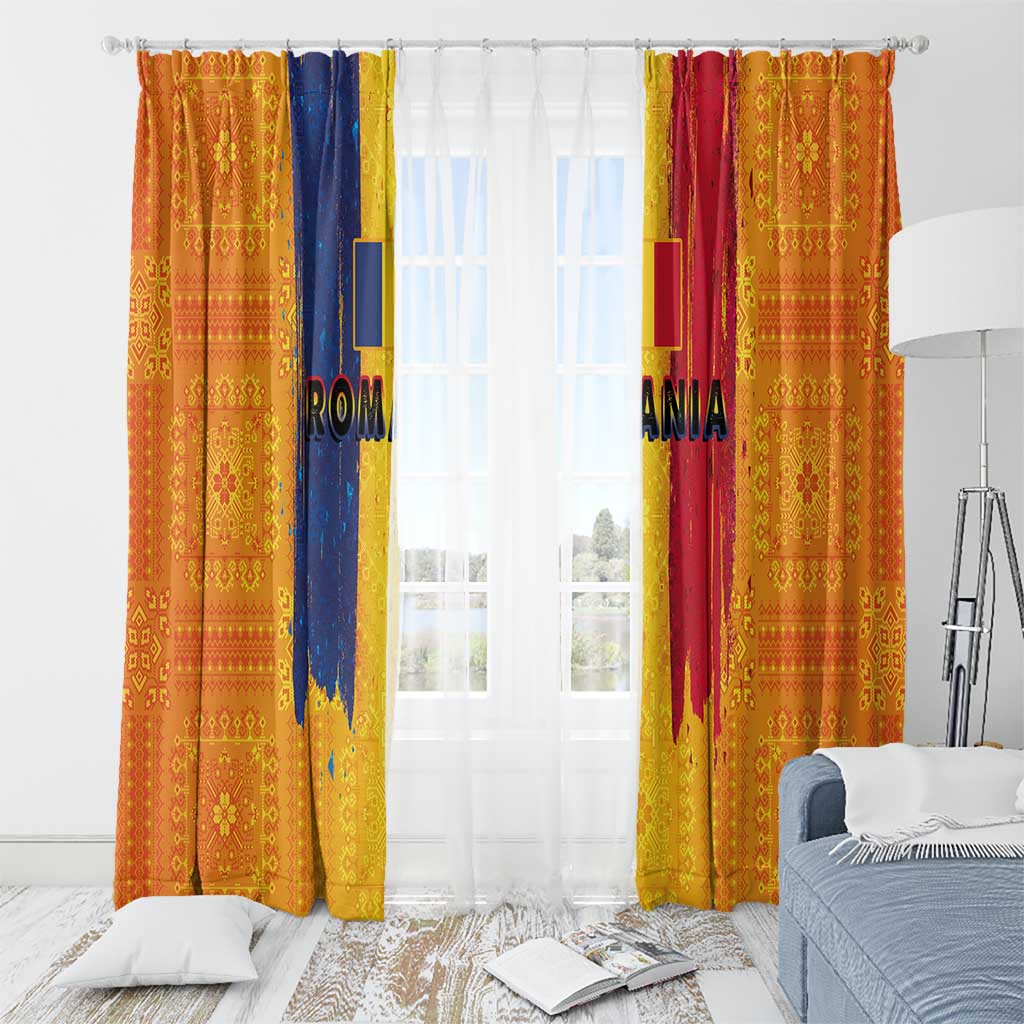 Personalized Romania Flag Day Window Curtain Traditional Pattern Royal Style
