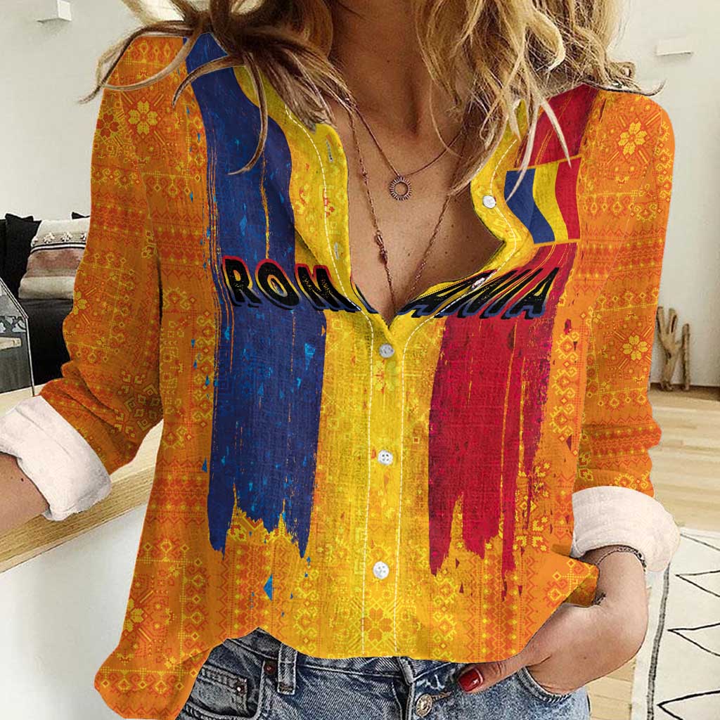 Personalized Romania Flag Day Women Casual Shirt Traditional Pattern Royal Style