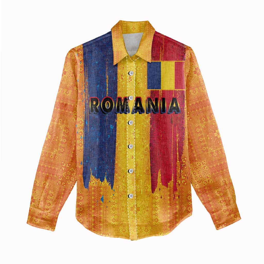Personalized Romania Flag Day Women Casual Shirt Traditional Pattern Royal Style