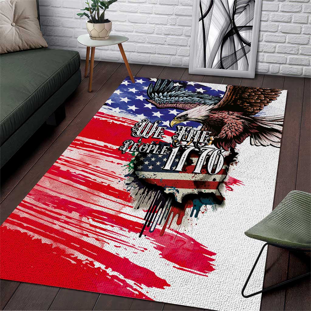 The United States Independence Day Area Rug We The People Watercolor Style