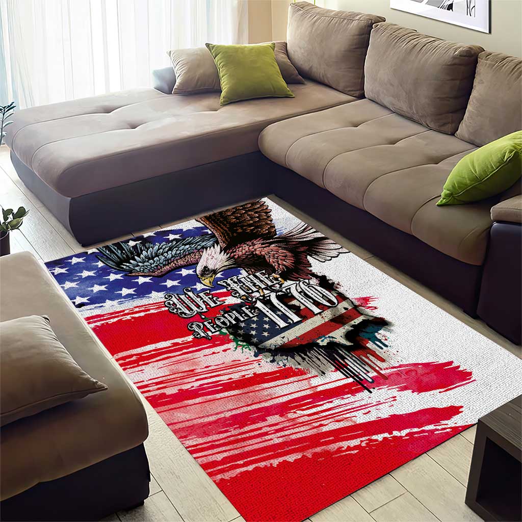 The United States Independence Day Area Rug We The People Watercolor Style
