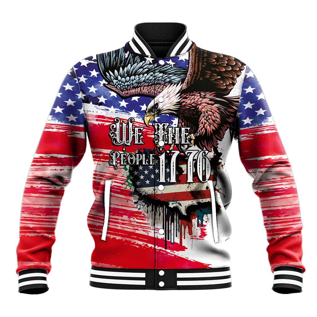 The United States Independence Day Baseball Jacket We The People Watercolor Style