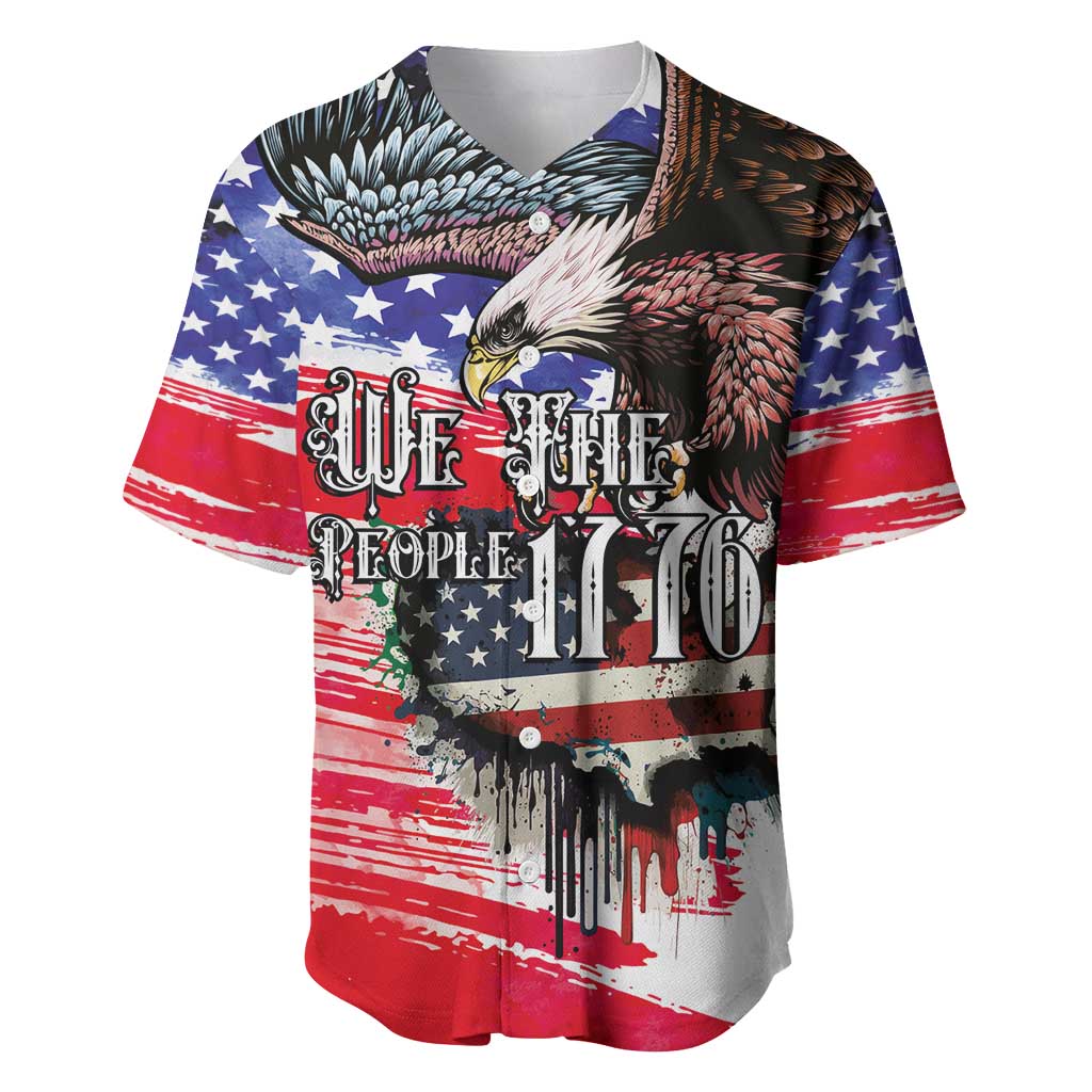 The United States Independence Day Baseball Jersey We The People Watercolor Style