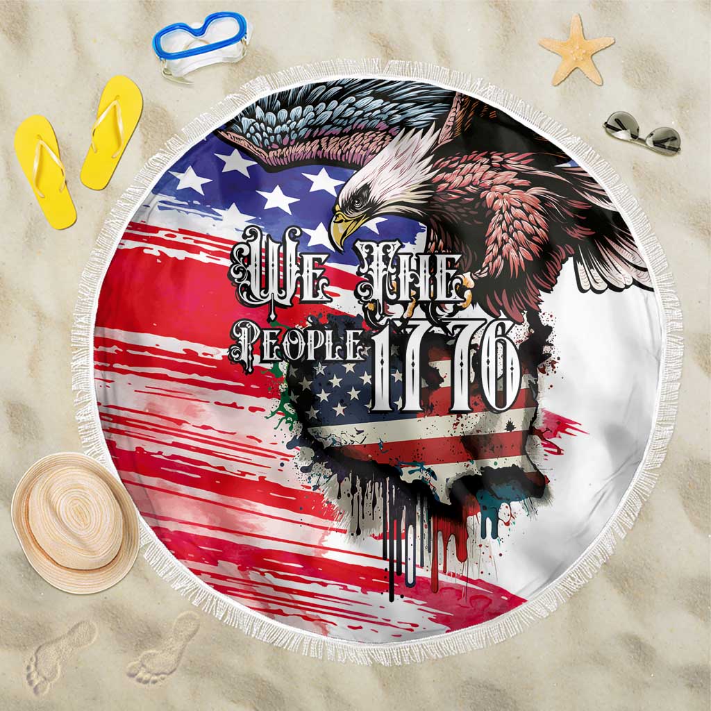 The United States Independence Day Beach Blanket We The People Watercolor Style