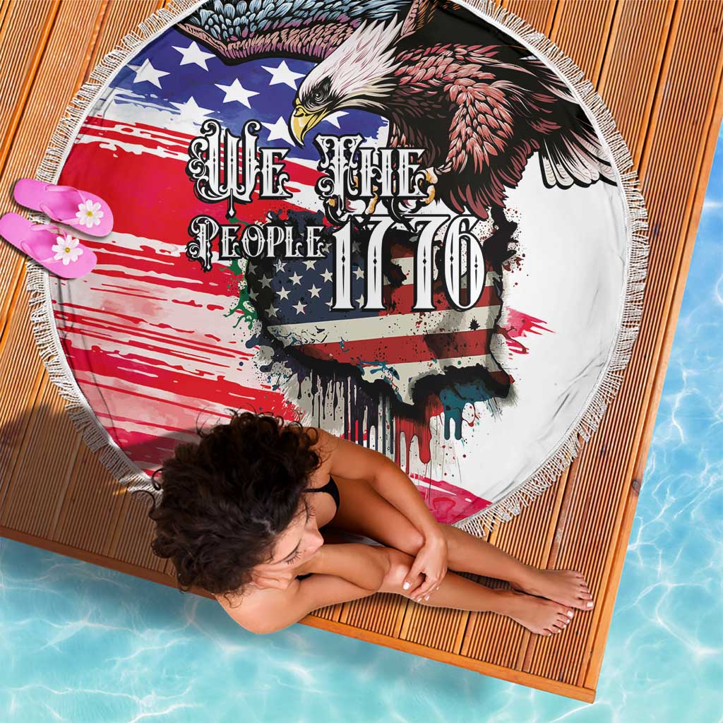 The United States Independence Day Beach Blanket We The People Watercolor Style