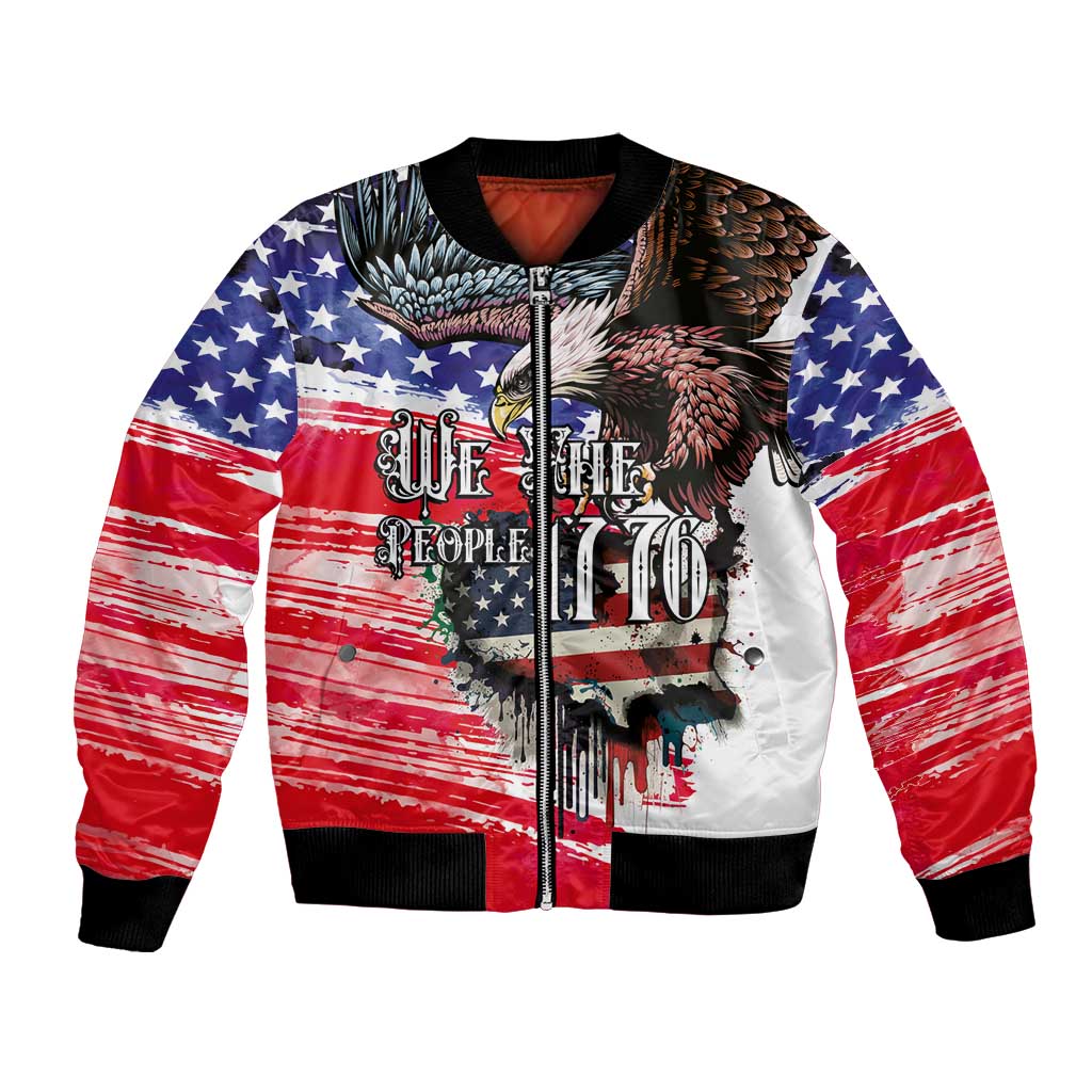 The United States Independence Day Bomber Jacket We The People Watercolor Style