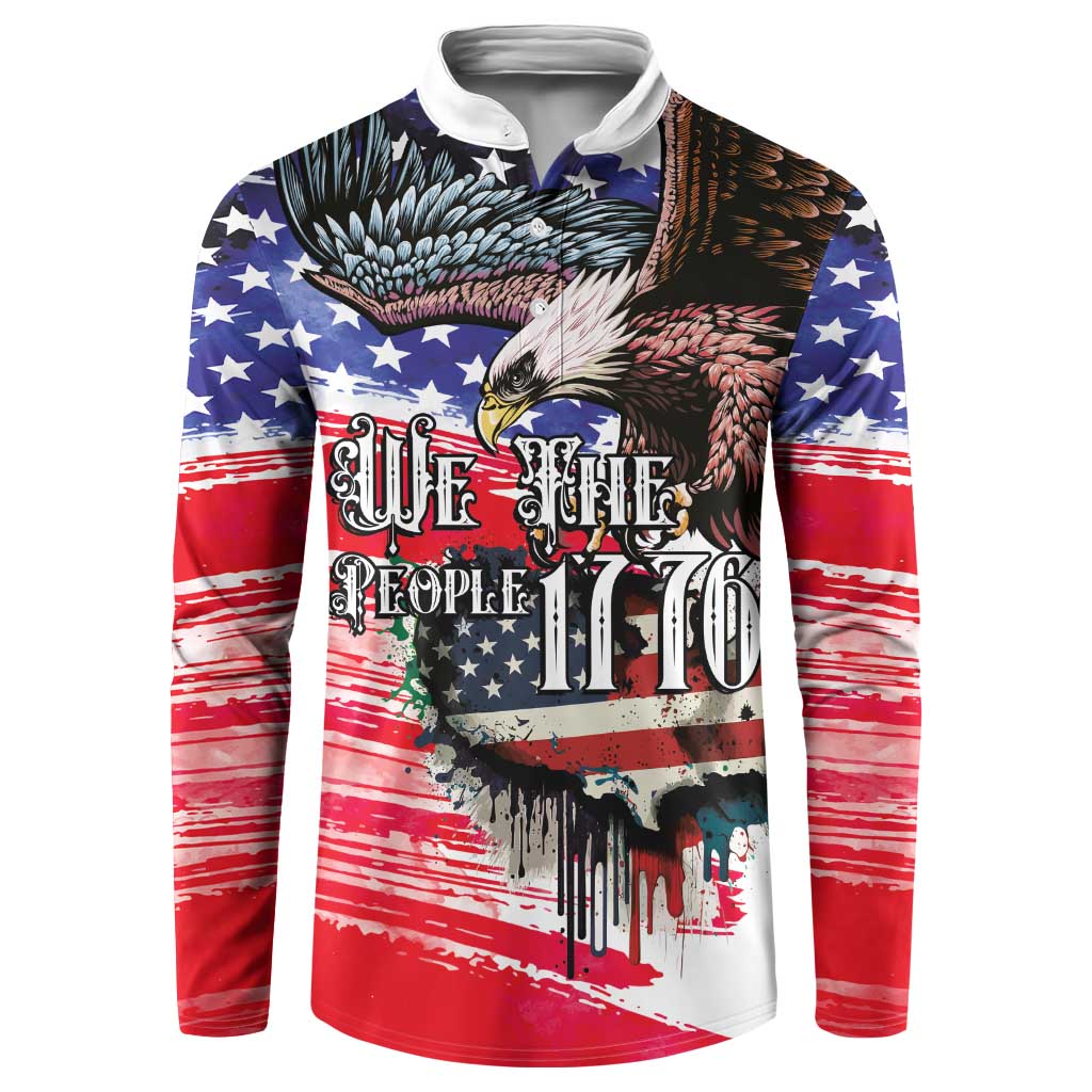 The United States Independence Day Button Sweatshirt We The People Watercolor Style