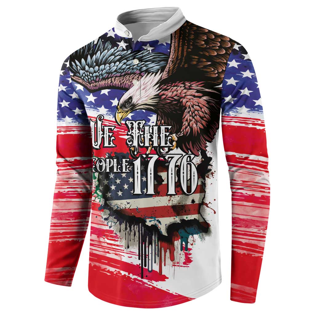 The United States Independence Day Button Sweatshirt We The People Watercolor Style