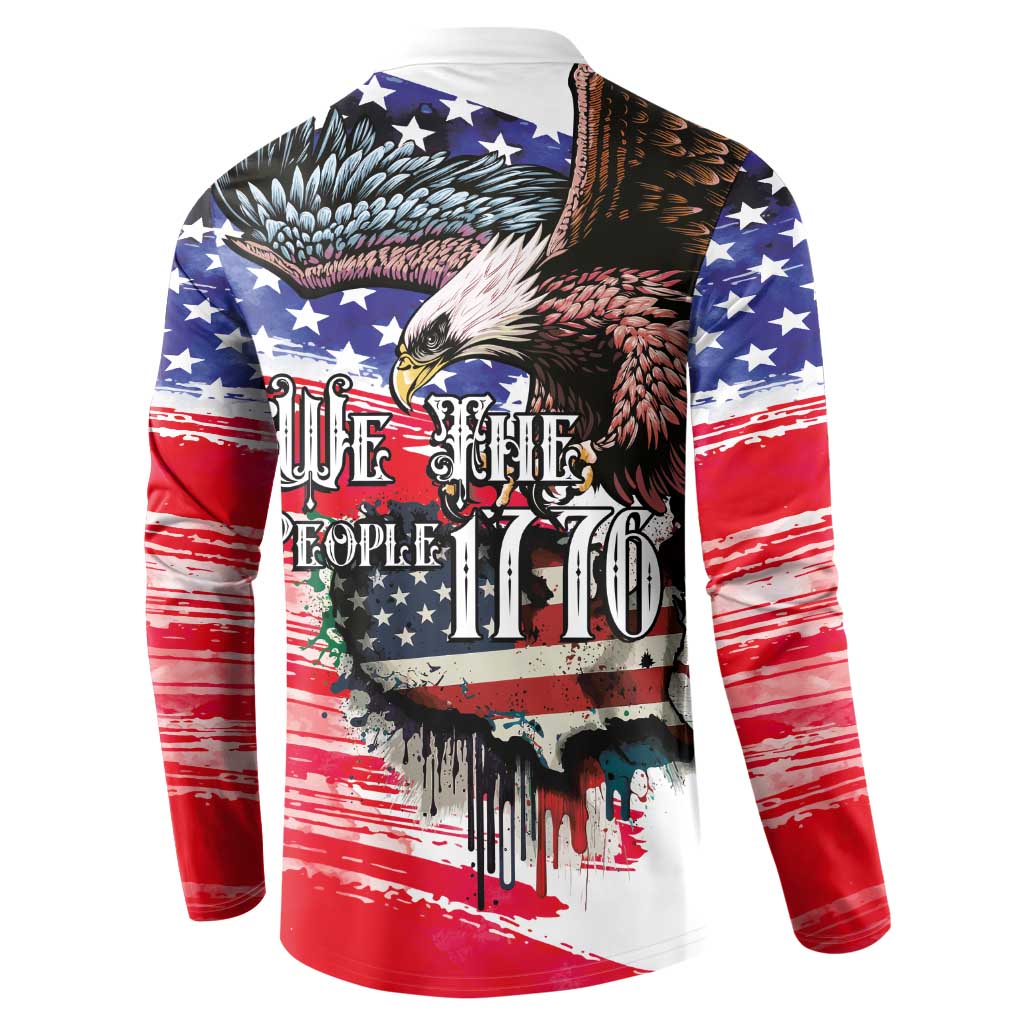 The United States Independence Day Button Sweatshirt We The People Watercolor Style