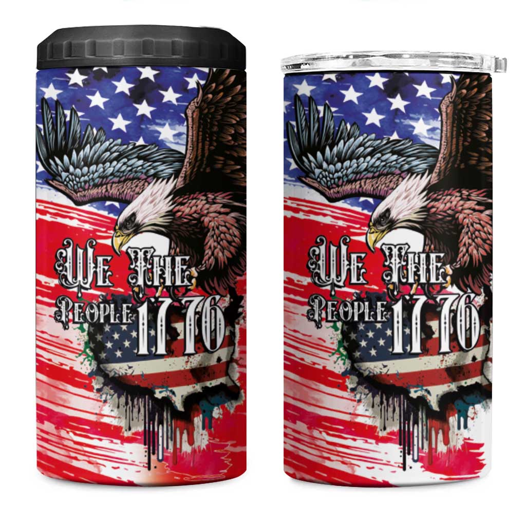 The United States Independence Day 4 in 1 Can Cooler Tumbler We The People Watercolor Style