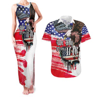 The United States Independence Day Couples Matching Tank Maxi Dress and Hawaiian Shirt We The People Watercolor Style
