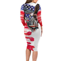 The United States Independence Day Family Matching Long Sleeve Bodycon Dress and Hawaiian Shirt We The People Watercolor Style