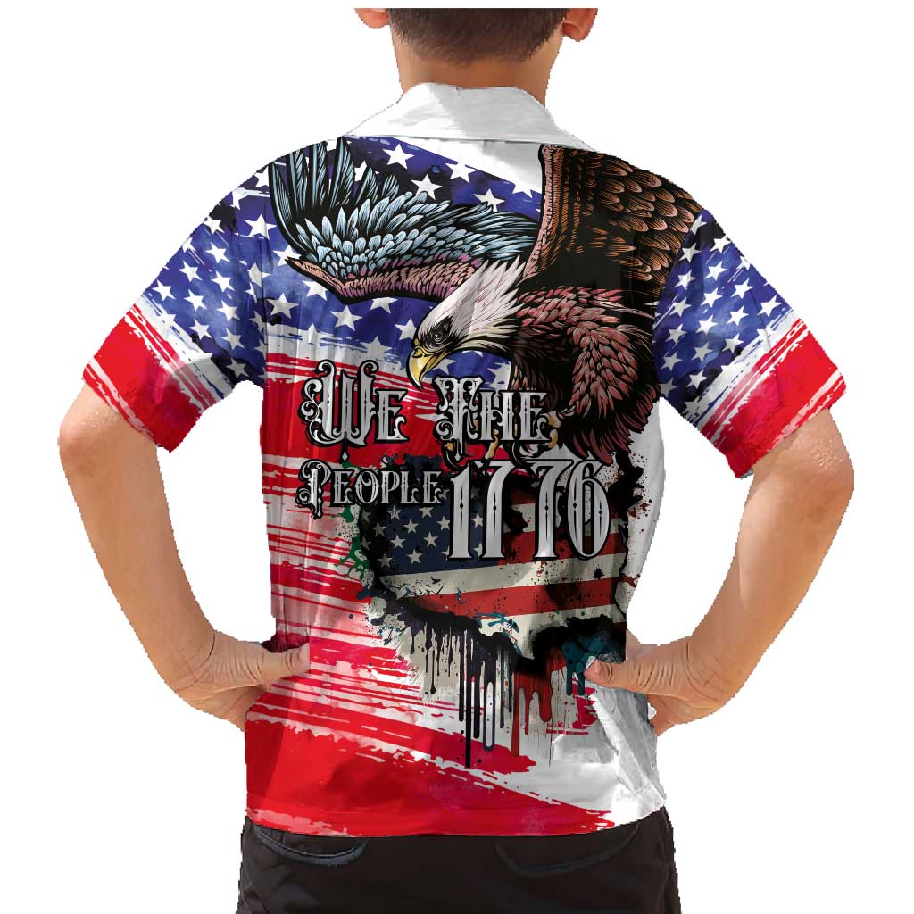 The United States Independence Day Family Matching Mermaid Dress and Hawaiian Shirt We The People Watercolor Style