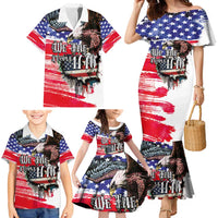The United States Independence Day Family Matching Mermaid Dress and Hawaiian Shirt We The People Watercolor Style