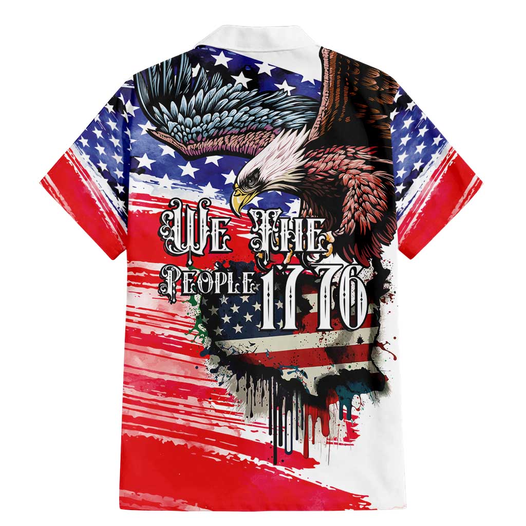 The United States Independence Day Family Matching Mermaid Dress and Hawaiian Shirt We The People Watercolor Style