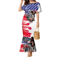 The United States Independence Day Family Matching Mermaid Dress and Hawaiian Shirt We The People Watercolor Style