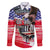 The United States Independence Day Family Matching Off The Shoulder Long Sleeve Dress and Hawaiian Shirt We The People Watercolor Style