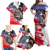 The United States Independence Day Family Matching Off Shoulder Maxi Dress and Hawaiian Shirt We The People Watercolor Style