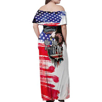 The United States Independence Day Family Matching Off Shoulder Maxi Dress and Hawaiian Shirt We The People Watercolor Style
