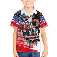 The United States Independence Day Family Matching Off Shoulder Maxi Dress and Hawaiian Shirt We The People Watercolor Style