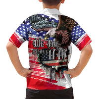 The United States Independence Day Family Matching Off Shoulder Short Dress and Hawaiian Shirt We The People Watercolor Style