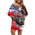 The United States Independence Day Family Matching Off Shoulder Short Dress and Hawaiian Shirt We The People Watercolor Style