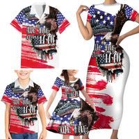 The United States Independence Day Family Matching Short Sleeve Bodycon Dress and Hawaiian Shirt We The People Watercolor Style